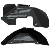 Jeep JK Aluminum "Distressed American Flag" Front and Rear Inner Fenders