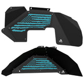 Jeep JK Aluminum "Distressed American Flag" Front and Rear Inner Fenders