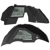 Jeep JL Aluminum "Distressed American Flag" Front and Rear Inner Fenders