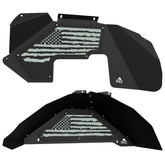 Jeep JK Aluminum "Distressed American Flag" Front and Rear Inner Fenders
