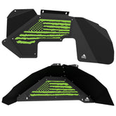 Jeep JK Aluminum "Distressed American Flag" Front and Rear Inner Fenders