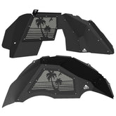 Jeep JL Aluminum "Palm Tree Sunset" Front and Rear Inner Fenders