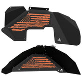 Jeep JK Aluminum "Distressed American Flag" Front and Rear Inner Fenders