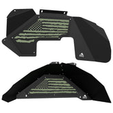 Jeep JK Aluminum "Distressed American Flag" Front and Rear Inner Fenders