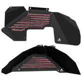 Jeep JK Aluminum "Distressed American Flag" Front and Rear Inner Fenders