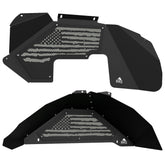 Jeep JK Aluminum "Distressed American Flag" Front and Rear Inner Fenders