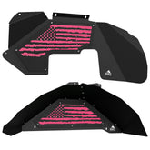 Jeep JK Aluminum "Distressed American Flag" Front and Rear Inner Fenders